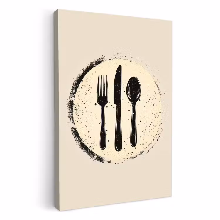 KitchenYeah - Cocina - Lienzo - Negro - Cubiertos - Redondos — 2