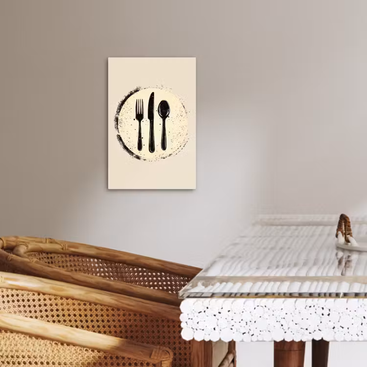 KitchenYeah - Cocina - Lienzo - Negro - Cubiertos - Redondos — 4