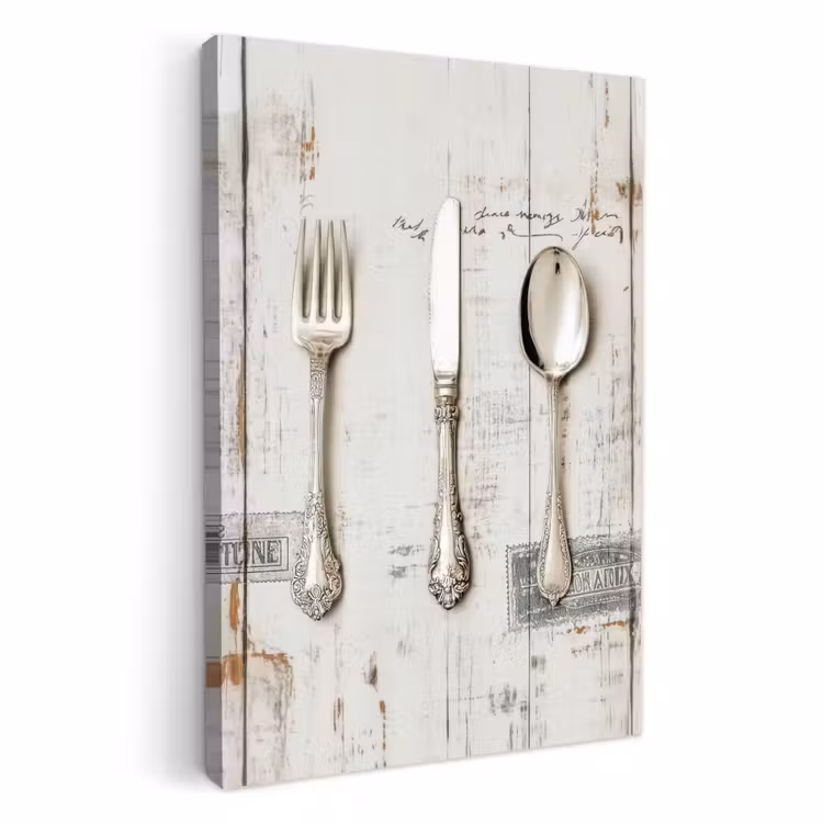 KitchenYeah - Cocina - Lienzo - Plata - Cubiertos - Madera — 2