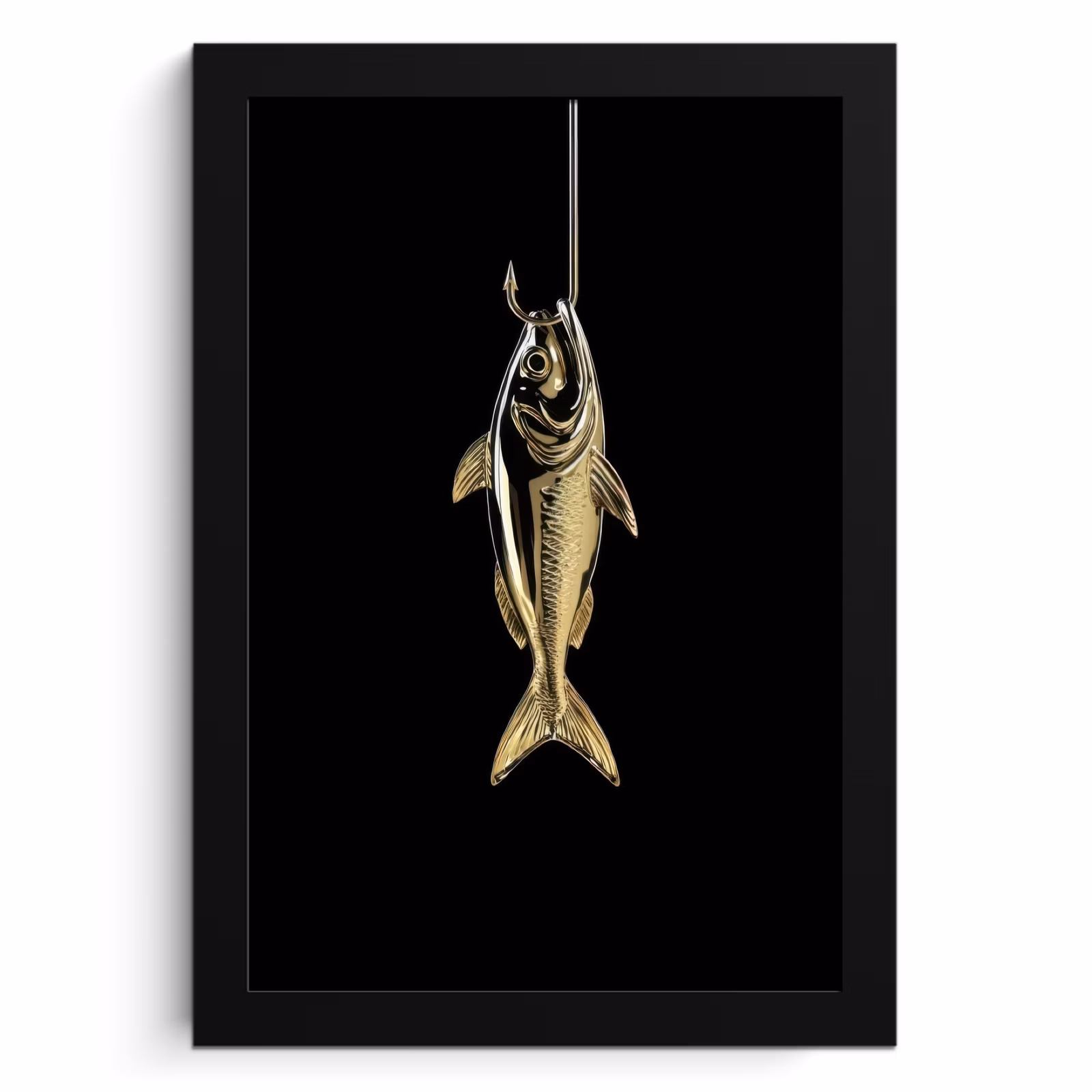 Cuadros enmarcados - Oro - Pez - Gancho - Negro — 1