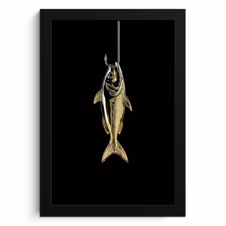 Cuadros enmarcados - Oro - Pez - Gancho - Negro — 1