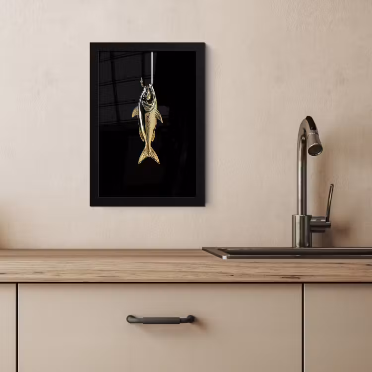 Cuadros enmarcados - Oro - Pez - Gancho - Negro — 2