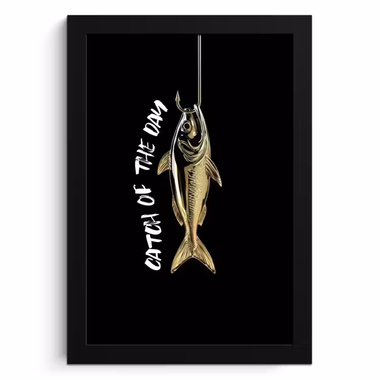 Cuadros enmarcados - Pez - Negro - Oro - Texto — 1