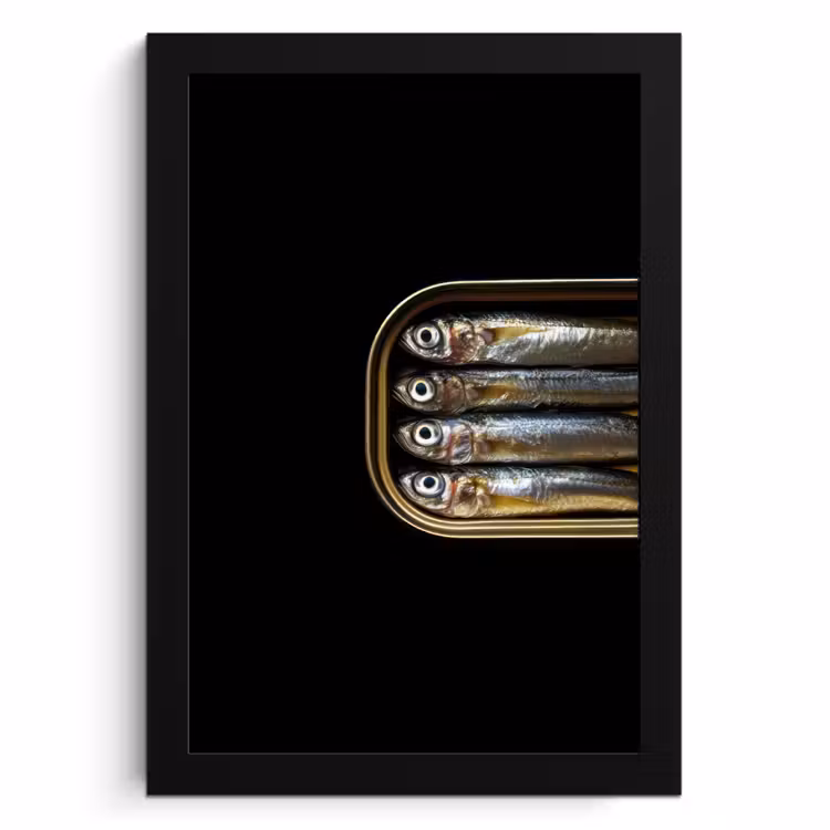 Cuadros enmarcados - Sardinas - Lata - Negro - Pescado — 1