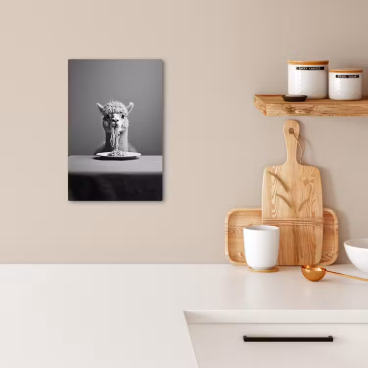 Lienzos decorativos - Alpaca - Pasta - Negro - Blanco - Divertido - Animales — 2