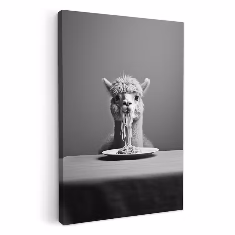 Lienzos decorativos - Alpaca - Pasta - Negro - Blanco - Divertido - Animales — 4