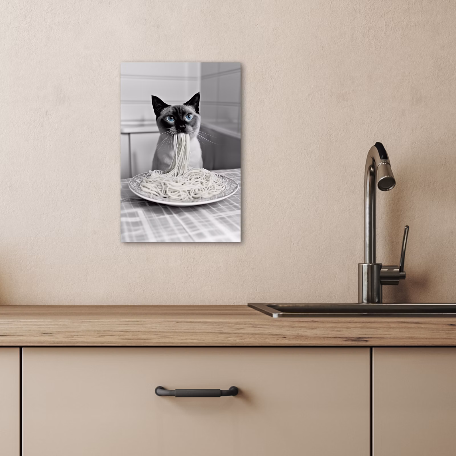 Lienzos decorativos - Gato - Siamés - Blanco y negro - Lindo - Animales — 1