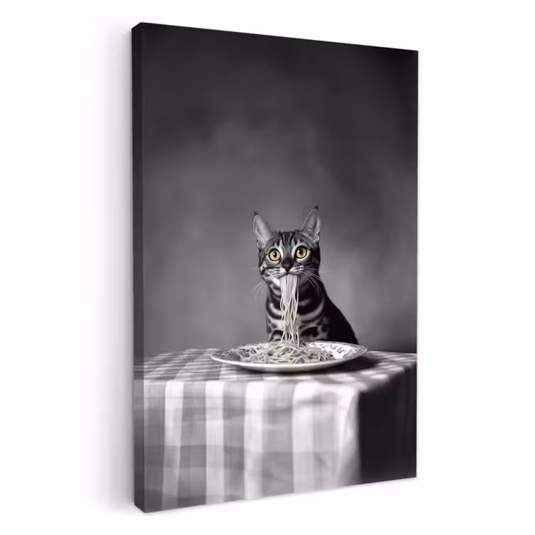 Lienzos decorativos - Bengala - Gato - Mantel - Negro - Blanco - Animal — 2