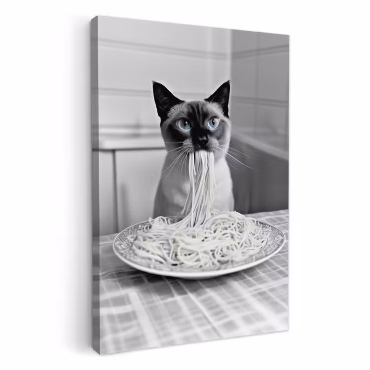 Lienzos decorativos - Gato - Siamés - Blanco y negro - Lindo - Animales — 3