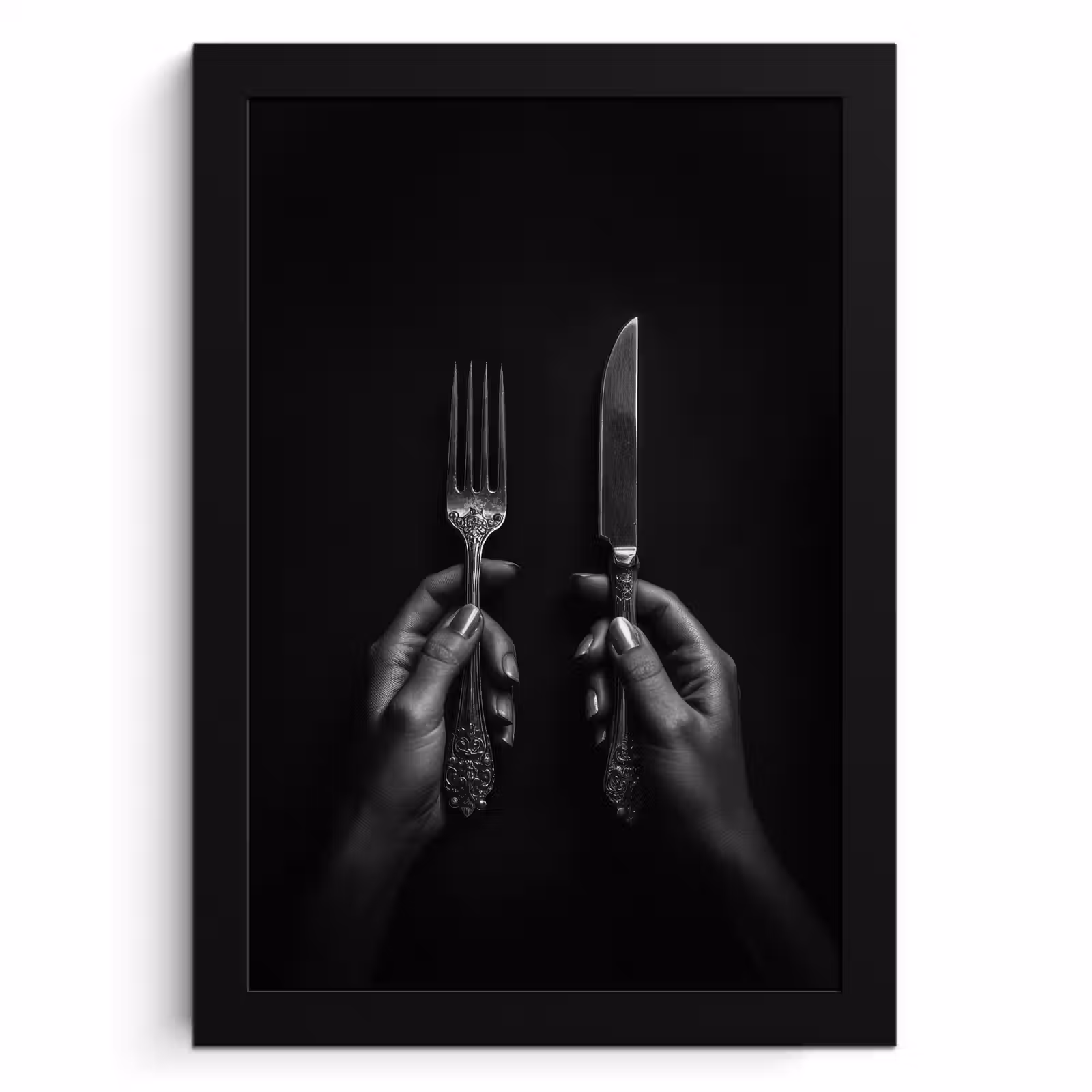Cuadros enmarcados - Cubiertos - Negro - Blanco — 1