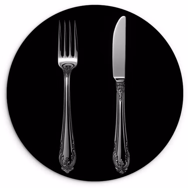 KitchenYeah - Cocina - Círculo mural Forex - Tenedor - Cuchillo - Plata — 1