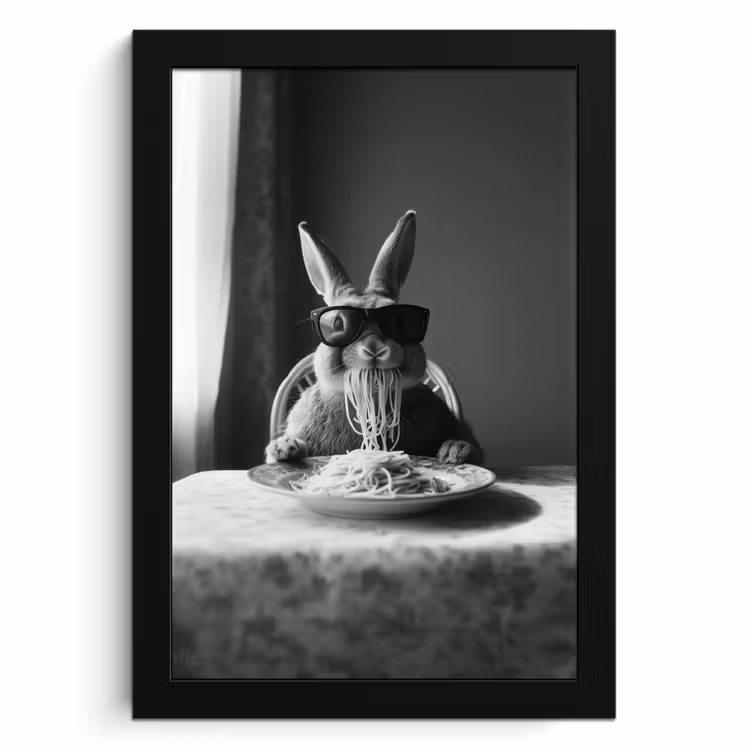 Cuadros enmarcados - Conejo - Conejito - Gafas de sol - Mantel - Pasta - Lindo — 1