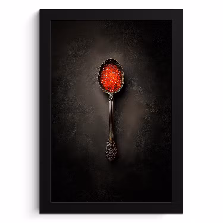 Cuadros enmarcados - Negro - Cuchara - Caviar — 1
