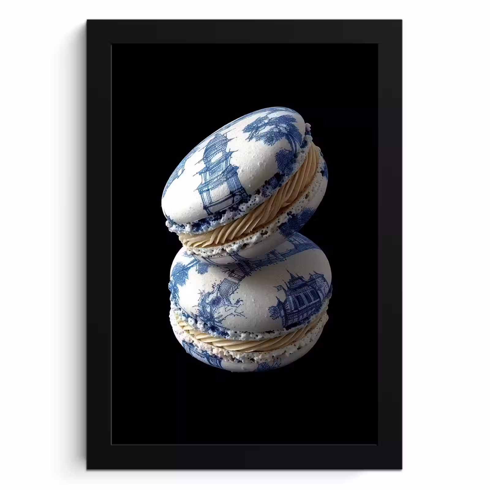 Cuadros enmarcados - Alimentación - Macarrones - Azul de Delft - Galletas — 1