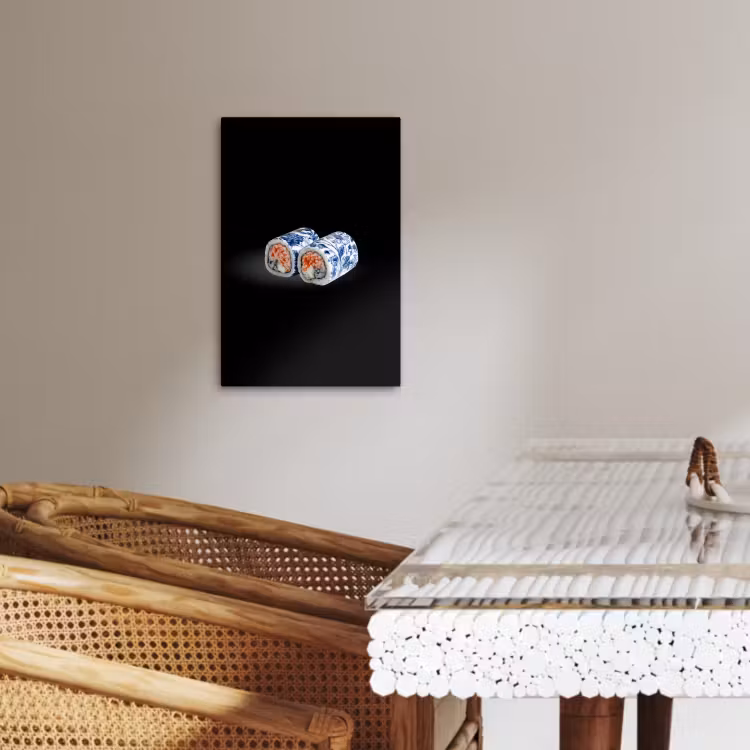 Lienzos decorativos - Sushi - Azul de Delft - Arroz - Pescado - Elegante — 4