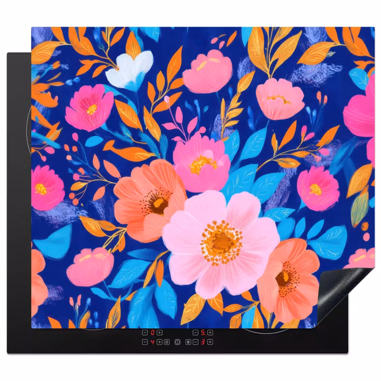 Protector de inducción - Flores - Azul - Rosa — 1