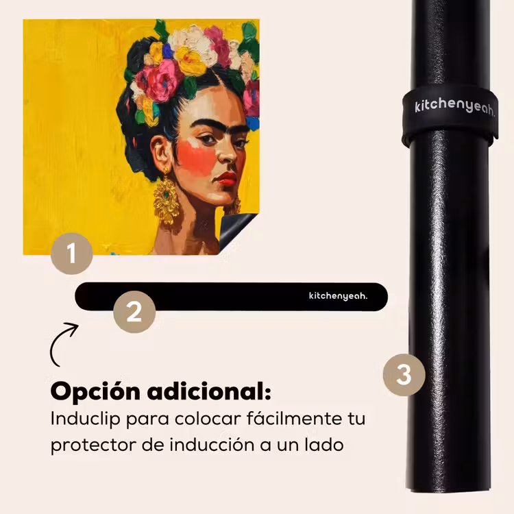 Protector de inducción - Frida Kahlo - Mujer - Amarillo - Azul - Flores — 8