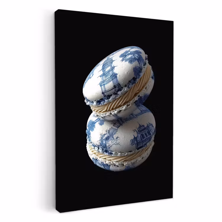 Lienzos decorativos - Alimentación - Macarrones - Azul de Delft - Galletas — 1