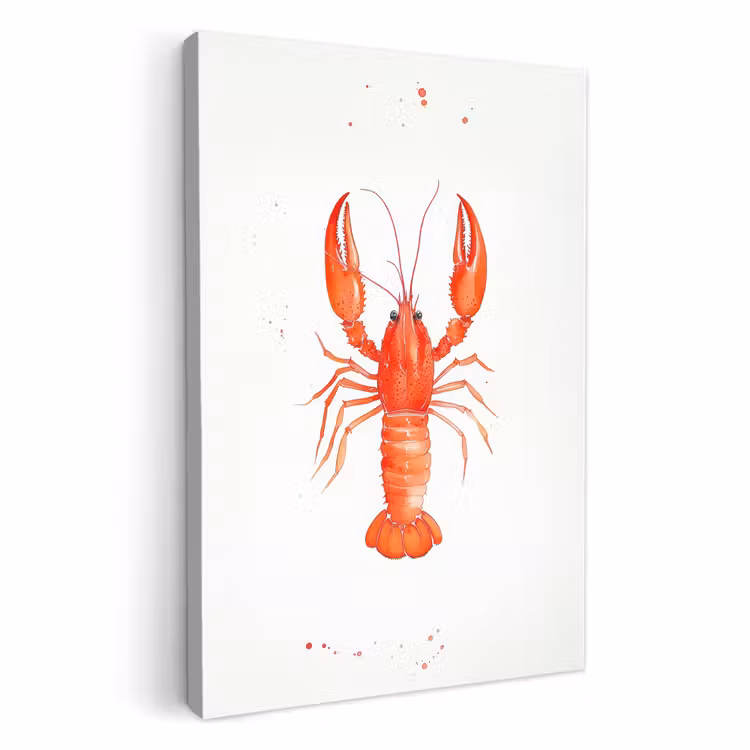 Lienzos decorativos - Langosta - Acuarela - Naranja — 1
