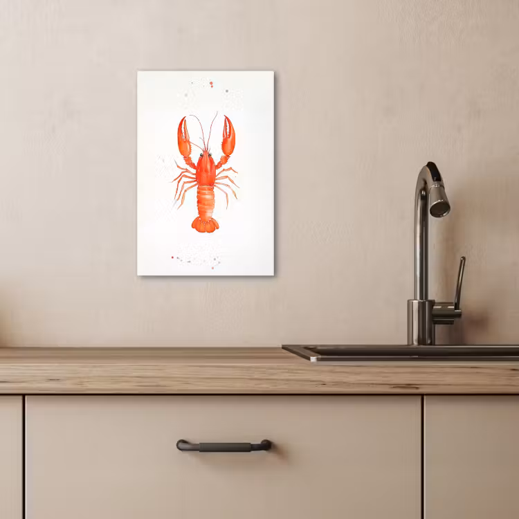 Lienzos decorativos - Langosta - Acuarela - Naranja — 3