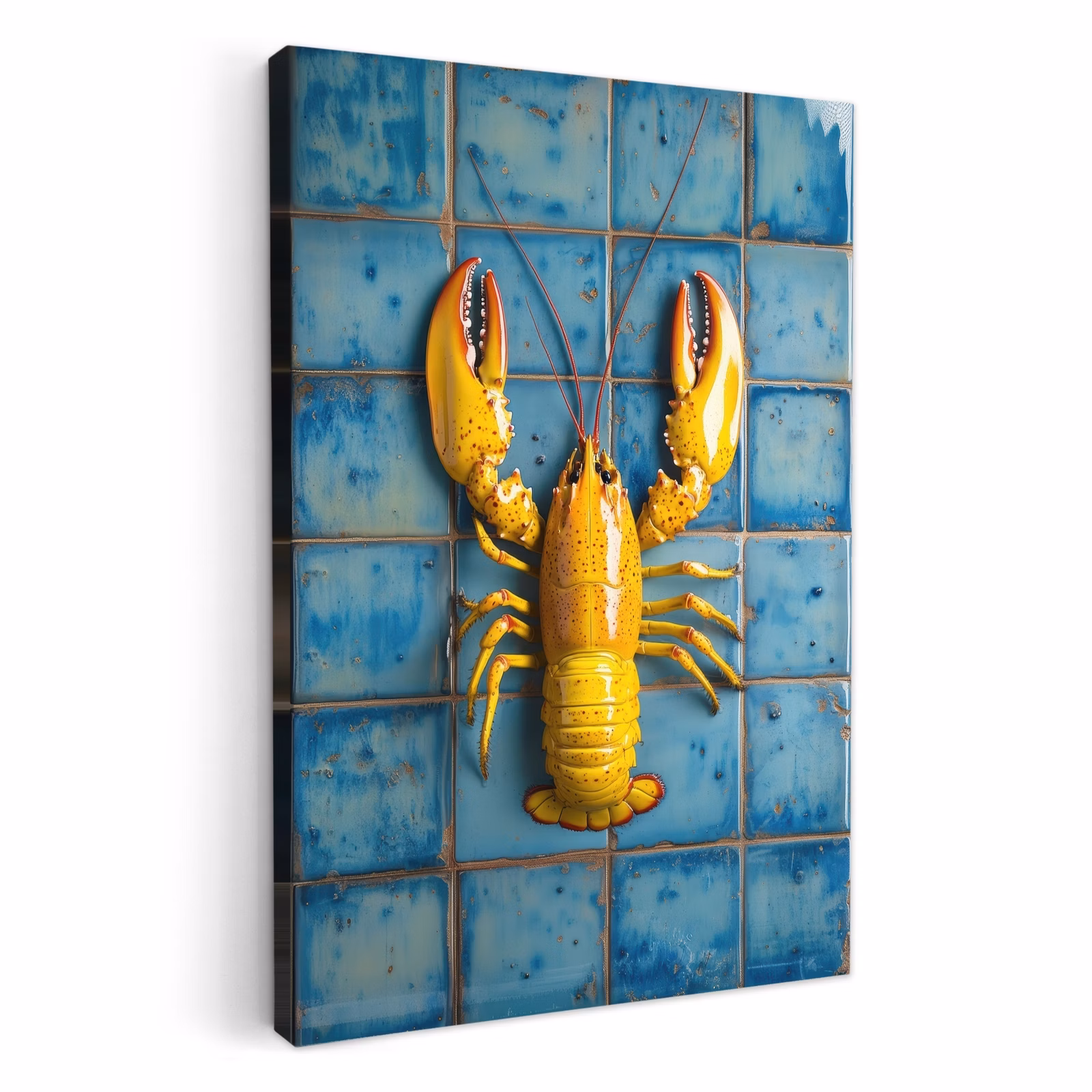 Lienzos decorativos - Cáncer - Amarillo - Azul - Azulejos — 1