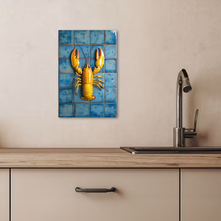 Lienzos decorativos - Cáncer - Amarillo - Azul - Azulejos — 2