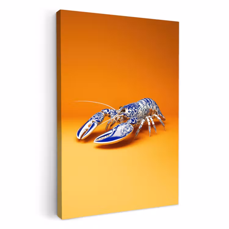 Lienzos decorativos - Langosta - Azul de Delft - Escudo - Resistente - Naranja — 3