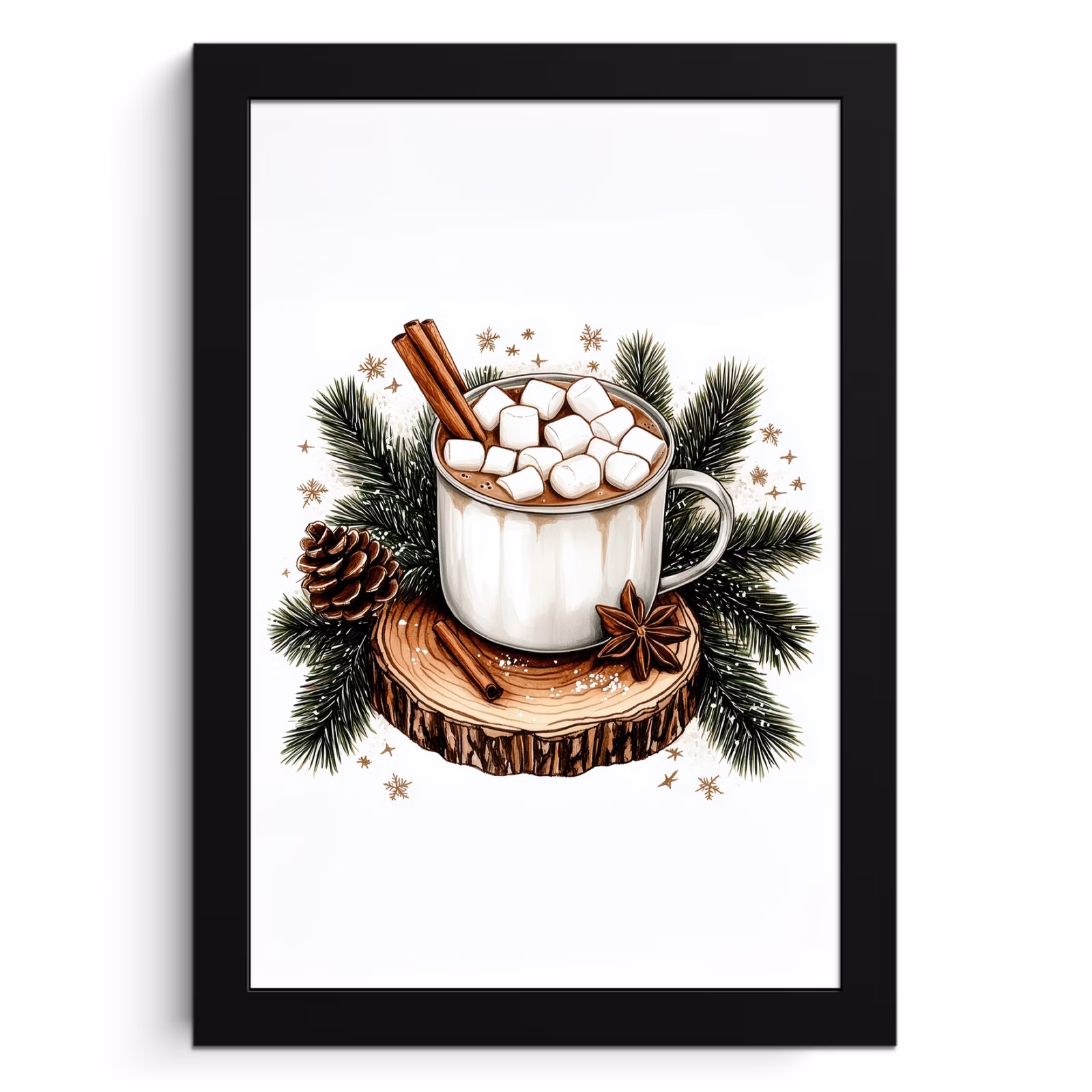 Cuadros enmarcados - Invierno - Madera - Leche con chocolate - Bebida - Navidad — 1