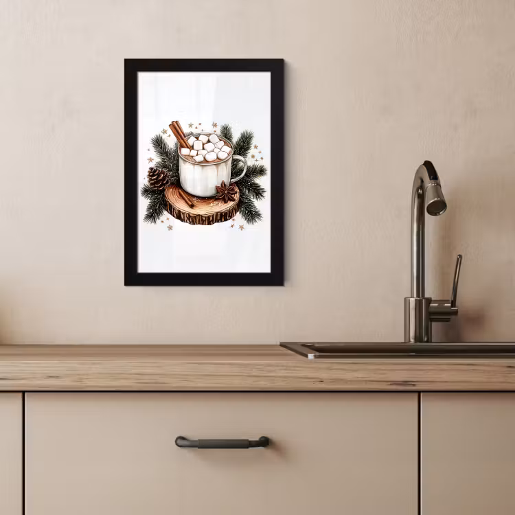 Cuadros enmarcados - Invierno - Madera - Leche con chocolate - Bebida - Navidad — 2