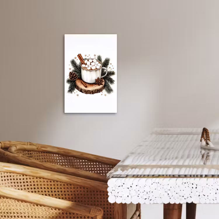 Lienzos decorativos - Invierno - Madera - Leche con chocolate - Bebida - Navidad — 4