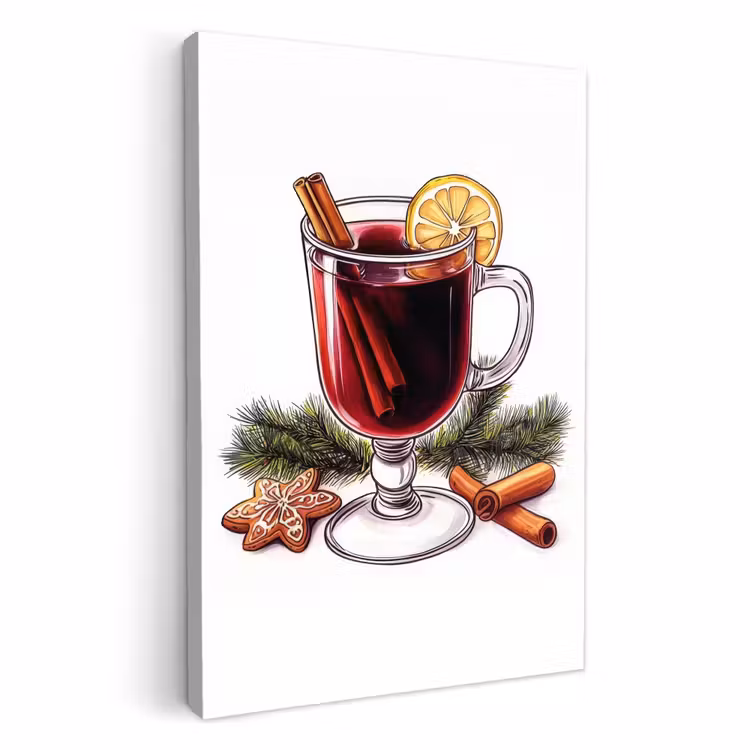 Lienzos decorativos - Vino - Bebida - Gluhwein - Invierno - Ilustración - Navidad — 1