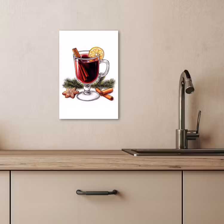 Lienzos decorativos - Vino - Bebida - Gluhwein - Invierno - Ilustración - Navidad — 2