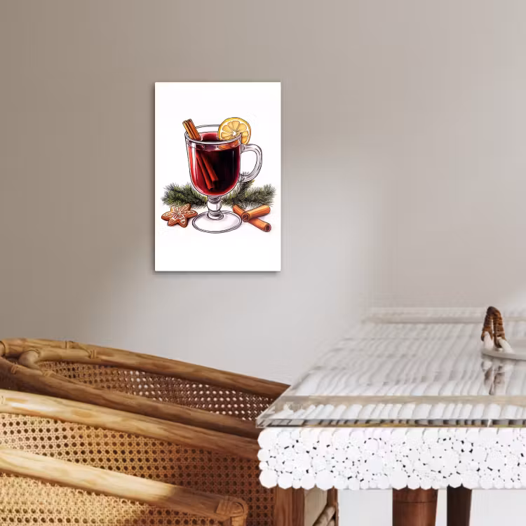 Lienzos decorativos - Vino - Bebida - Gluhwein - Invierno - Ilustración - Navidad — 4