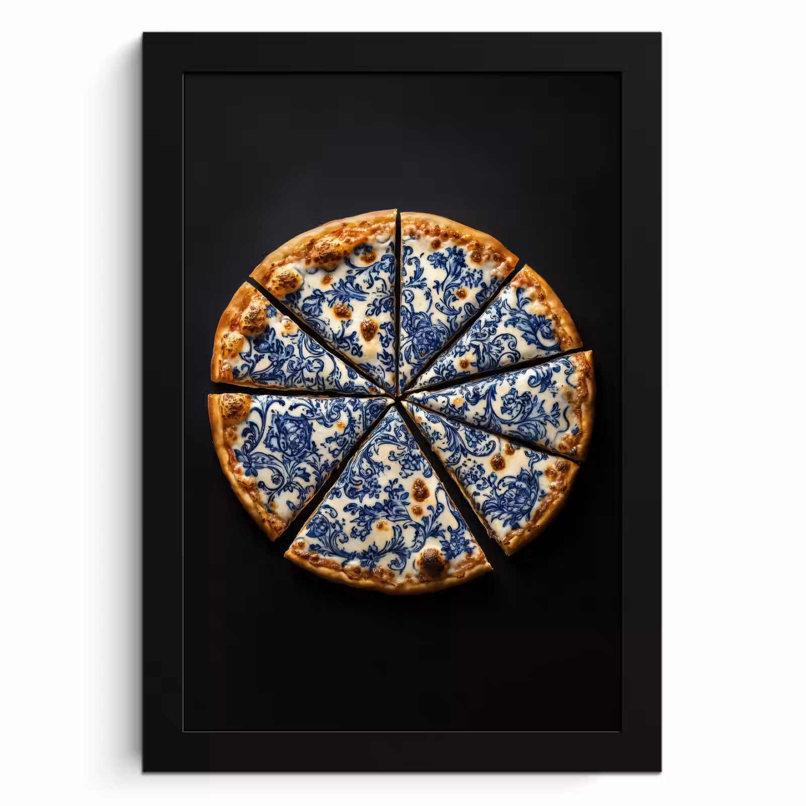 Cuadros enmarcados - Pizza - Alimentos - Azul de Delft — 1