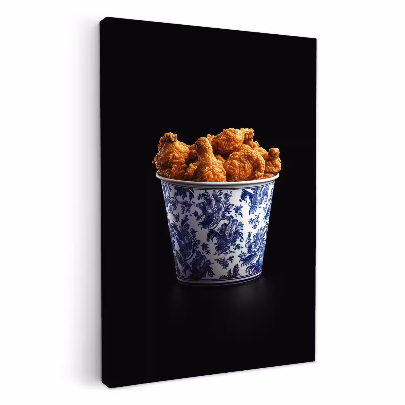 Lienzos decorativos - Pollo - Cubo - Azul de Delft - Sabroso — 1