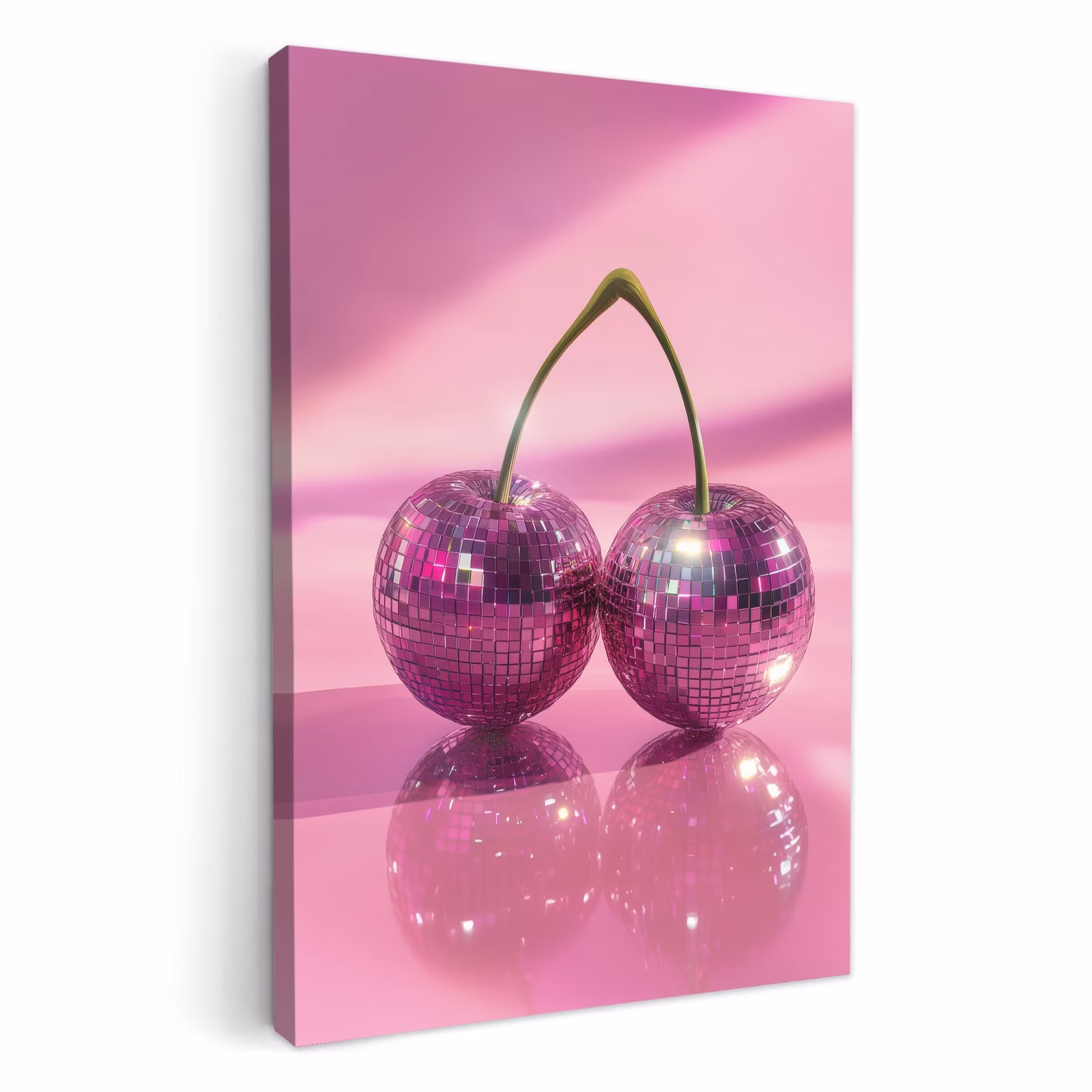 Lienzos decorativos - Purpurina - Bola de discoteca - Rosa - Cereza — 1