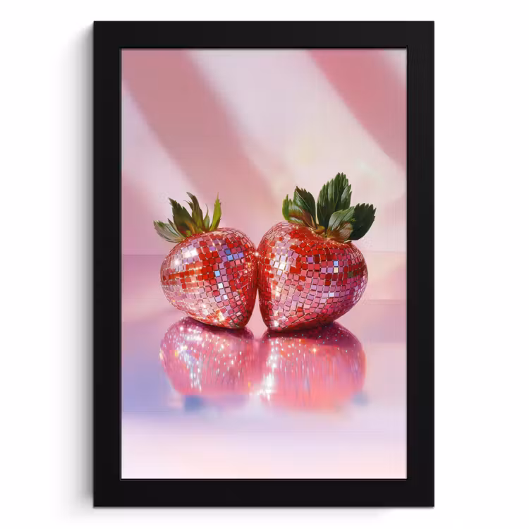 Cuadros enmarcados - Disco - Fruta - Purpurina - Fresa — 1