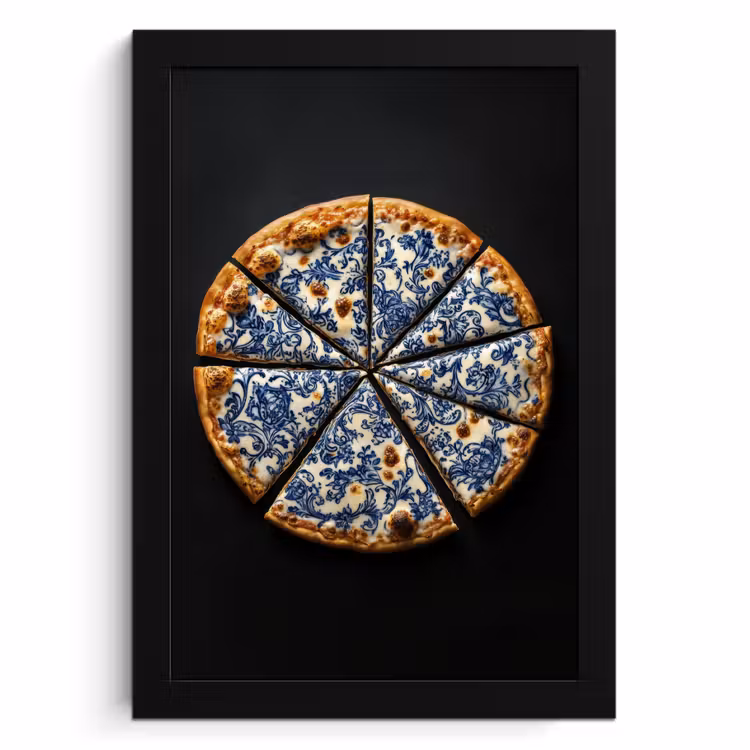 Cuadros enmarcados - Pizza - Alimentos - Azul de Delft — 1