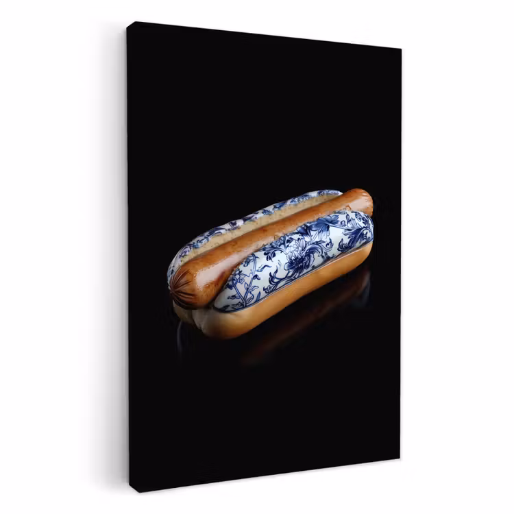 Lienzos decorativos - Hot dog - Porcelana - Azul de Delft - Comida — 2
