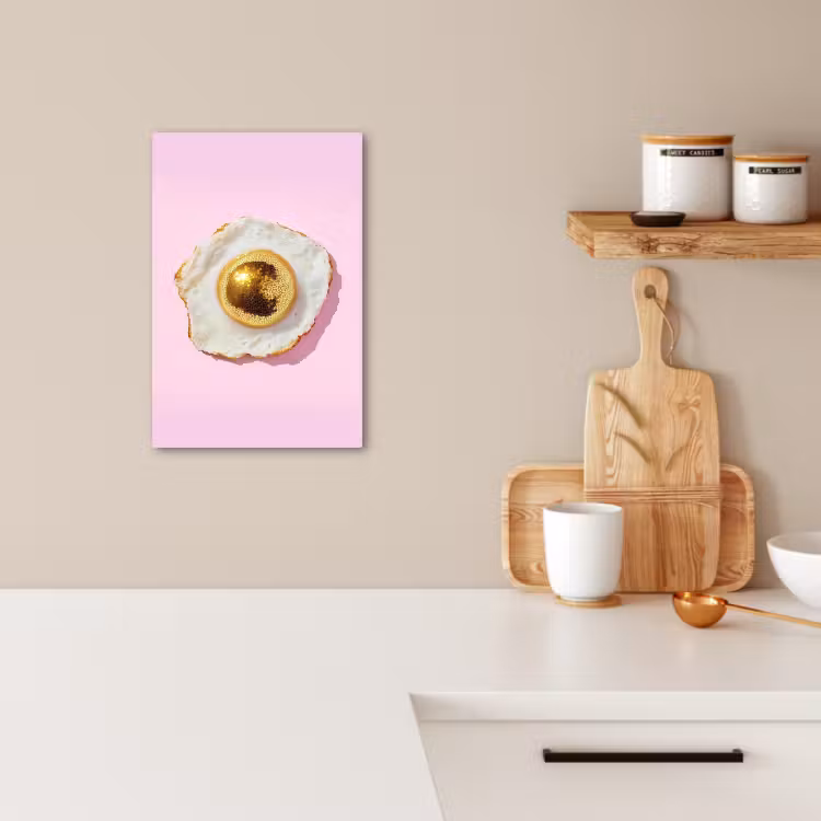 Lienzos decorativos - Huevo - Disco - Desayuno - Purpurina — 2
