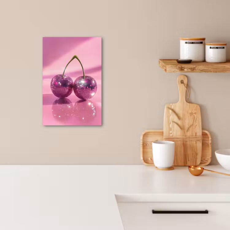 Lienzos decorativos - Purpurina - Bola de discoteca - Rosa - Cereza — 2