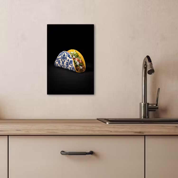 Lienzos decorativos - Taco - Carne - Ensalada - Azul de Delft - Motivo — 2