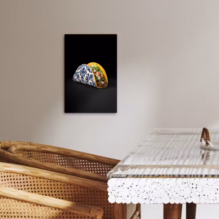 Lienzos decorativos - Taco - Carne - Ensalada - Azul de Delft - Motivo — 3