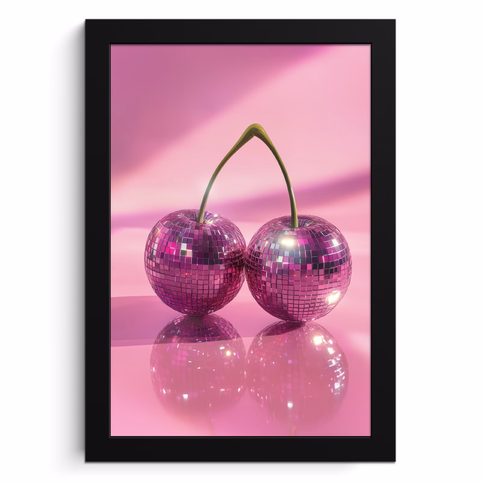 Cuadros enmarcados - Purpurina - Bola de discoteca - Rosa - Cereza — 1