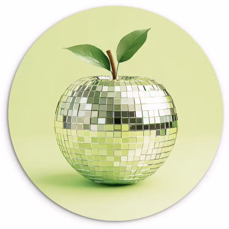 Cuadro redondo - Verde - Disco - Decoración - Manzana — 1