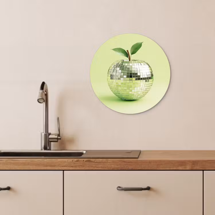 Cuadro redondo - Verde - Disco - Decoración - Manzana — 4