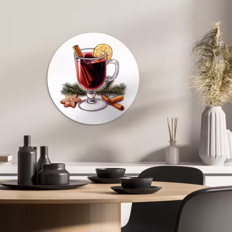 Cuadro redondo - Vino - Bebida - Gluhwein - Invierno - Ilustración - Navidad — 3