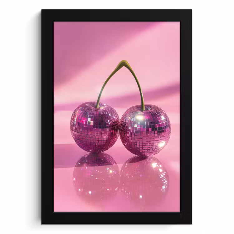 Cuadros enmarcados - Purpurina - Bola de discoteca - Rosa - Cereza — 1