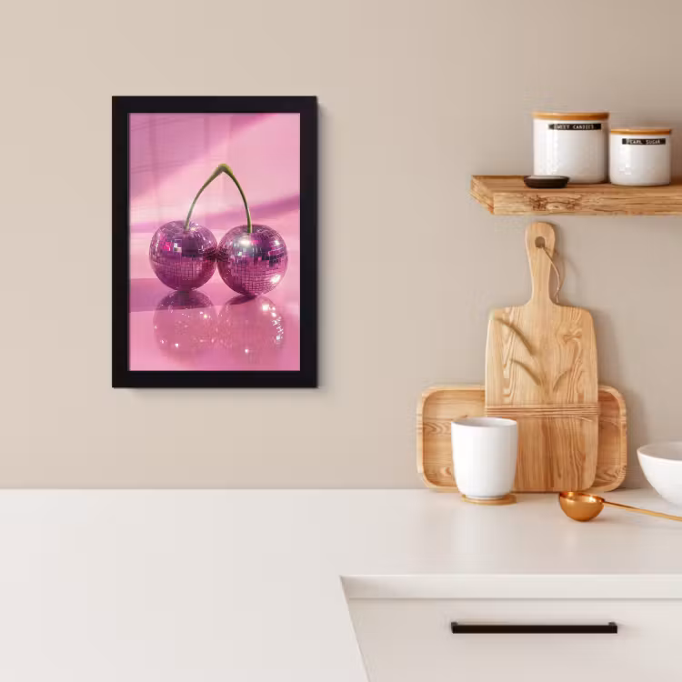 Cuadros enmarcados - Purpurina - Bola de discoteca - Rosa - Cereza — 2