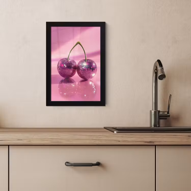 Cuadros enmarcados - Purpurina - Bola de discoteca - Rosa - Cereza — 3